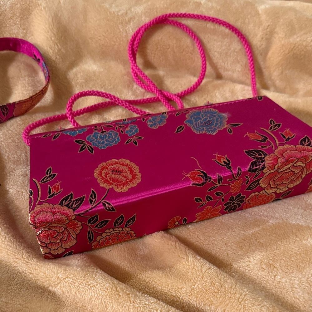 Vibrant Floral Pink Wristlet Clutch